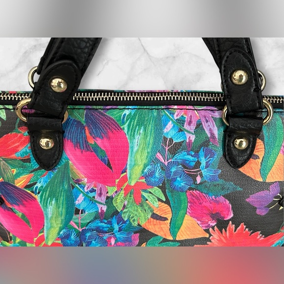 NWOT Juicy Couture Faux Tropical Floral Satchel Crossbody Bag Purse - Picture 5 of 12